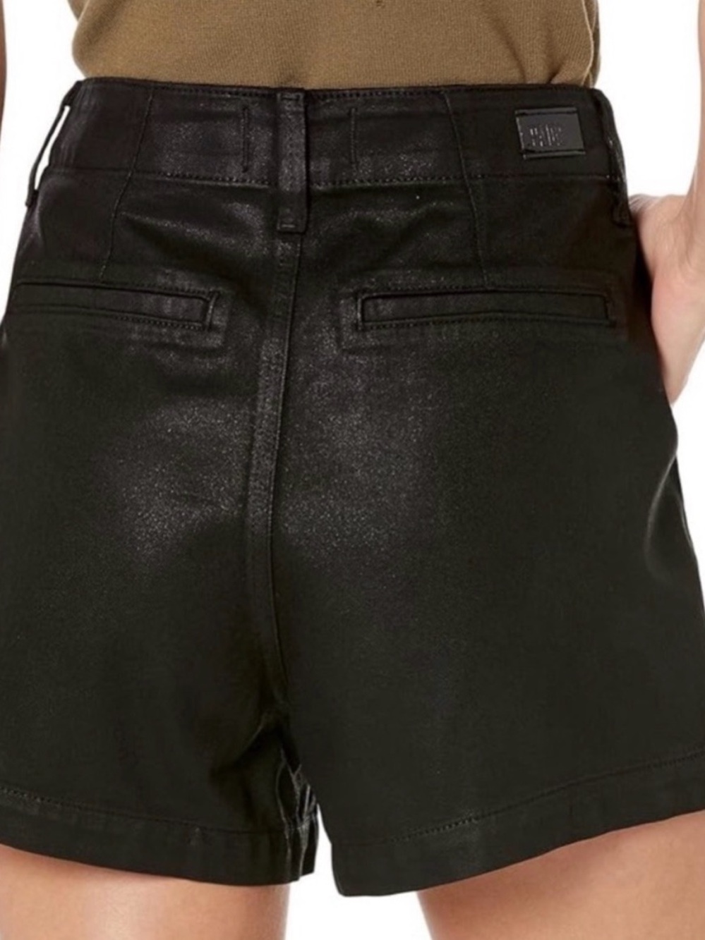 PAIGE Pleated Mayslie Short in Midnight Black - Picture 2 of 8